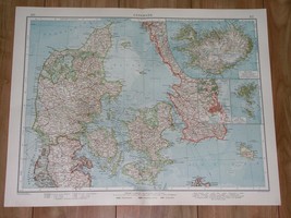 1912 Original Antique Map Of Denmark Iceland SCHLESWIG-HOLSTEIN Germany - £19.88 GBP