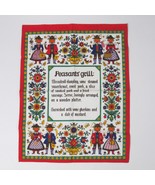 Vintage Peasants Grill Austrian Tea Towel German Recipe Dutch Print 18 x 23 - £21.61 GBP