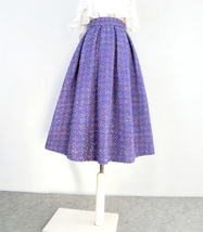 Purple PLAID Pleated Skirt Winter Pleated Plus Size Plaid Skirt Pockets image 3