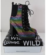 Wild Diva Boots Size 8.5 VERONICA- 49 Rhinestone Booties Flair Chunky He... - $34.61