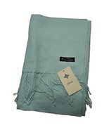 Swat STS Cashmere Scarf Shawl Head Cover Green Fringe Lightweight Should... - $18.22