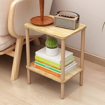 Solid Wood Side Table End Accent 2 Tier Nightstand Shelf Sofa Living Room Small - £40.84 GBP