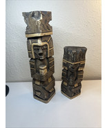 2 Lightweight Wood Rustic Tiki - Totem, Figures 10.5” & 6.5” - $22.83 CAD