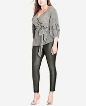 City Chic My Desire Check Print Wrap Top, Size Medium - Black - $30.00