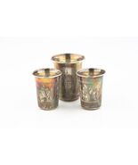 Ancien Ukraine Gravé Argent Boisson Tasses Ensemble Kiev Zahoder Kiddouch - $1,163.46 CAD