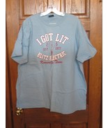Vintage American Eagle &quot;I Got Lit Blitz Electric&quot; Dusty Blue T-Shirt - S... - £19.77 GBP
