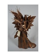 NEW! 20&quot; Copper Handmade Angel with Leaf Design Wings Made in India - £85.73 GBP