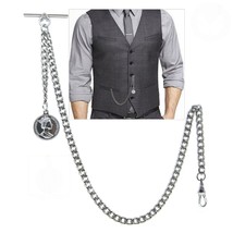 Silver Color Albert Chain Pocket Watch Chain Queen Coin Fob Swivel Clasp AC101N - $17.99