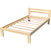 Twin size Unfinished Solid Pine Wood Platform Bed Frame with Slatted Headboard - $245.49