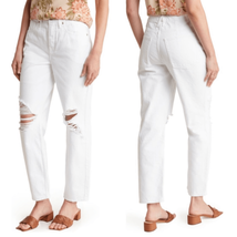 Good American Good 90s Ripped High Waist Straight Leg Jeans, White, Size 4 NWT - £72.91 GBP