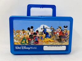 Vintage Walt Disney World Lunch Box Blue Plastic Souvenir Whirley Indust... - $7.95