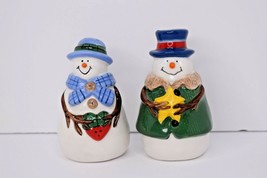 Mr. &amp; Mrs. Snowman Ceramic Salt &amp; Pepper Shakers Christmas Decorations 3 1/2&quot;  - £10.27 GBP