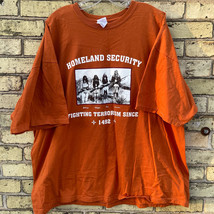 HOMELAND SECURITY Men&#39;s 3XL- Fighting Terrorism Since 1492 Rust 2-Sided ... - £15.23 GBP