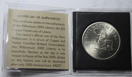 Liberia 10 Dollars, 2000 Gem Unc~Millennium~C.O.A~Minted For 2000 Hours ... - £12.48 GBP