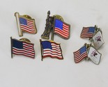USA American Flag Hat Lapel Pins Statue of Liberty &amp; Illinois Lot of 6 - $13.71