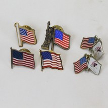 USA American Flag Hat Lapel Pins Statue of Liberty &amp; Illinois Lot of 6 - £10.73 GBP