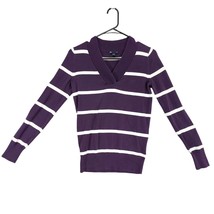 GAP Women&#39;s XS Knit Sweater Top, V-Neck Purple Striped, Vtg Y2K Era Preppy - $20.00