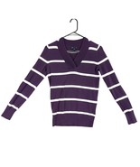 GAP Women&#39;s XS Knit Sweater Top, V-Neck Purple Striped, Vtg Y2K Era Preppy - $27.16 CAD
