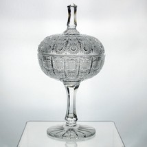 Bohemia Crystal Queens Lace Cut Covered Compote, Vintage Hand Cut 12&quot; with Lid - £179.85 GBP
