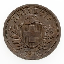 1875B Suisse 2 Rappen Bronze Pièce de Monnaie En UNC, Km #4.1 - $1,094.05 MXN