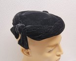 Vintage Women&#39;s Hat Randy Sue Black Adjustable Velvet Black Pillbox Hat ... - $39.50
