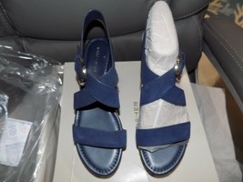 Marc Fisher Suede Dark Blue Zain Espadrille Wedge Sandal Size 9M Women&#39;s NEW - £44.63 GBP