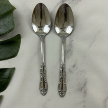 Oneidacraft Vintage Venus Floral Flatware Serving Spoon Lot of 2 Stainless - $15.83