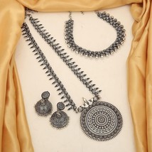 Oxidized German Long Short Necklace with Earrings for Women and Girls - £23.84 GBP+