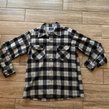 Vintage Pendleton Mens M 100% Pure Virgin Wool Black Plaid Shirt Portland USA - £77.12 GBP