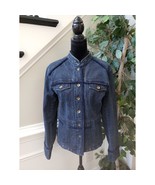 Jones New York Sport Military Jacket Women&#39;s XL Blue Denim Stretch Butto... - $37.62