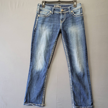 Silver Suki Capri Women Jeans Size 27 Blue Stretch Classic Straight Denim Zip - £11.98 GBP