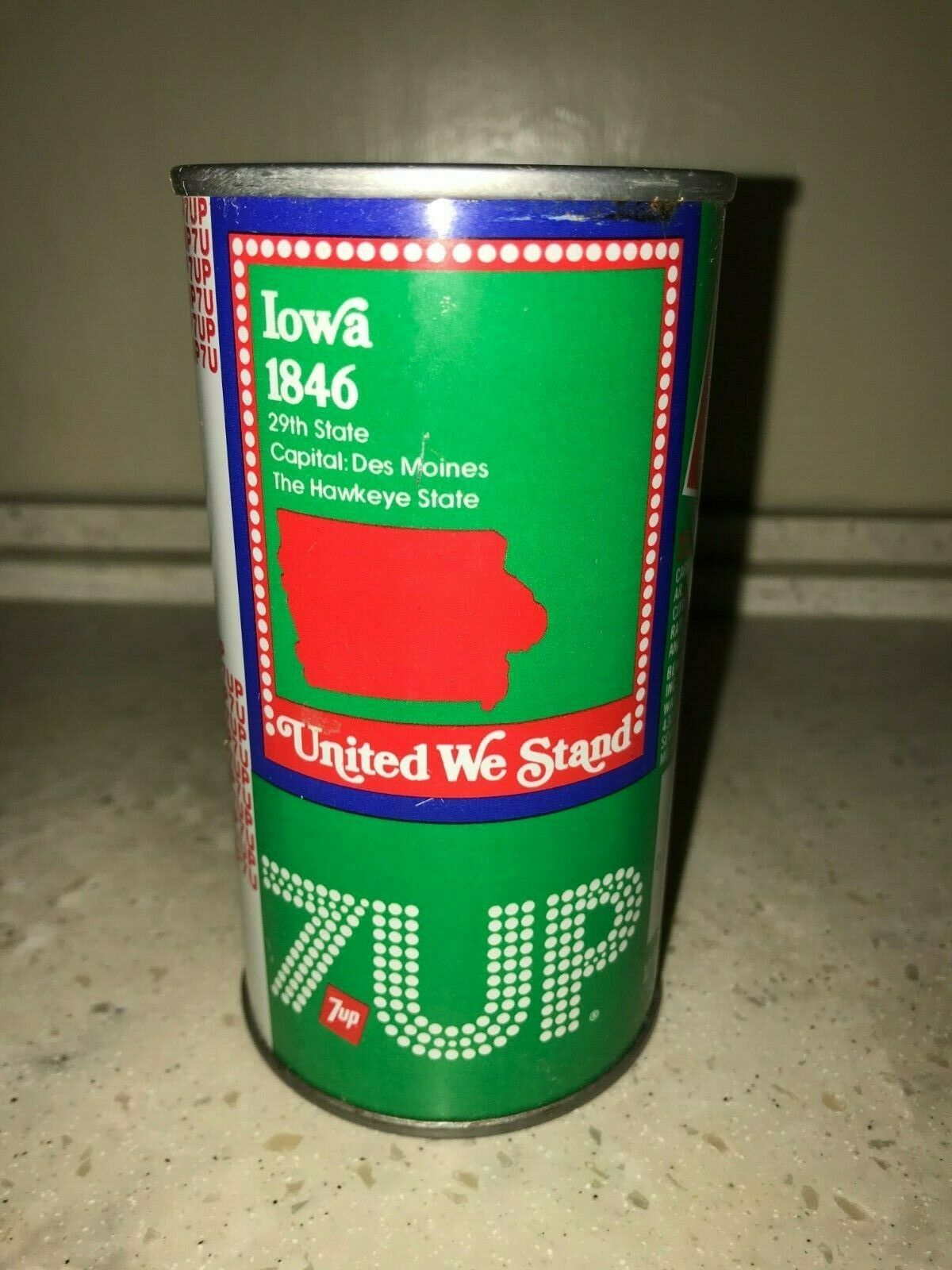 7 UP UNCLE SAM CAN 1976, IOWA - COMPLETE YOUR COLLECTION!! - £6.24 GBP