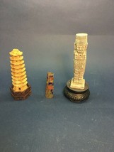 PAGODA Oriental Asian brass painted Indian totem pole base VINTAGE Figurines - £20.24 GBP