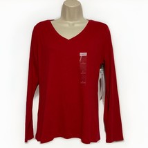 NEW Liz Claiborne Women&#39;s V Neck Long Sleeve Shirt Size Large NWT Cabernet Red - £3.44 GBP