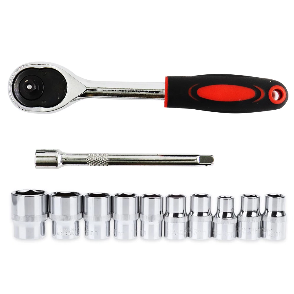 House Home 12Pcs 1/4-Inch Socket Wrench Set CR-V Drive Ratchet Wrench Spanner fo - £37.69 GBP