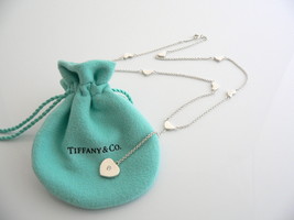 Tiffany &amp; Co Silver Diamond Heart Dangle Drop Necklace Pendant Charm Gift Pouch - £474.19 GBP