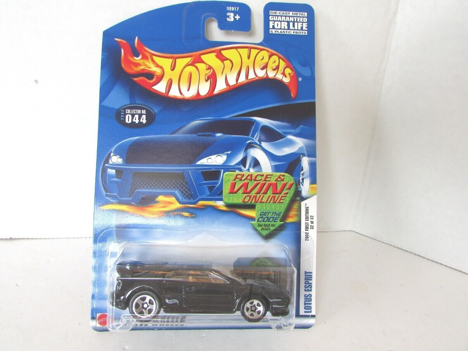 MATTEL 52917 HOT WHEELS DIECAST CAR LOTUS ESPRIT BLACK 2002 1ST ED. #044 LotD - $3.62