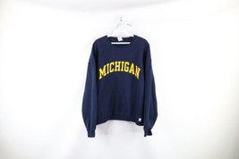 Vtg 90s Russell Athletic Mens Large Faded University of Michigan Sweatshirt Blue - £51.56 GBP