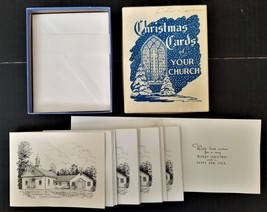 vintage METHODIST CHURCH landenberg pa ART DRAWING unused CHRISTMAS CARD... - $47.03