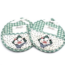 Pot Holders with Pocket from B&amp;D Japan Green Round Checkered 7.75 inch VTG Pig - £5.54 GBP