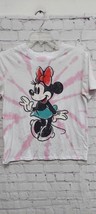 Disney Minnie Mouse Womens White Pink Tie Dye Tee Shirt Pullover Small - £4.06 GBP