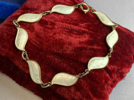 Vtg Sterling Silver Enamel Leaf Panel Bracelet 7.58g Fine Jewelry 7.75&quot; Norway - £102.81 GBP