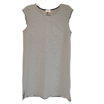 Everly Black Striped Shift Sheath Dress Size L Cream Cap Sleeve Stretch ... - $11.64