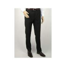 Men's Mantoni Flat Front Pants All Wool Super 140's Classic Fit 40901 Black image 8