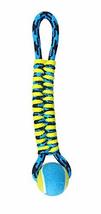 MPP Paracord Dog Toys Tough Rope Tug &amp; Tennis Ball Fetch Chew Blue or Yellow 14. - £14.92 GBP+