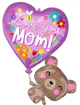 31&quot; Mother&#39;s Day &#39;Love You Mom&#39; Heart with Bear Foil Balloons for Mother... - £10.25 GBP