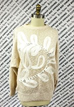 vtg RETRO Suzelle 80s/90s Linen Blend Sweater Beige Geometric Women S Ap... - $60.59