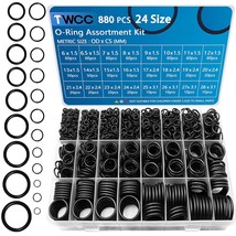 24 Size Rubber O Ring Set, 880 Pcs Black Small O Rings Assortment Kits,A... - $18.99