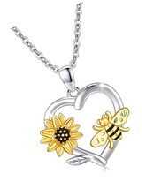 Sunflower Drop Dangle Earrings 925 Sterling Silver Bee Drop - £108.33 GBP
