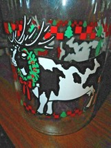 Christmas Cow Wearing Wreath Holiday Glass Milk Bottle Egg Nog Cap 104cl... - $18.99